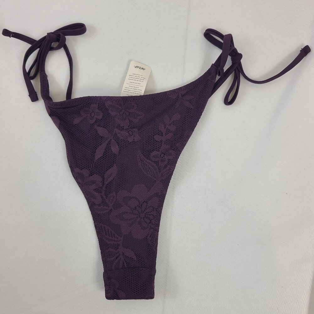 NWT Aerie Cheekiest Floral Mesh Bikini Bottom Purple Sz S - Picture 5 of 5